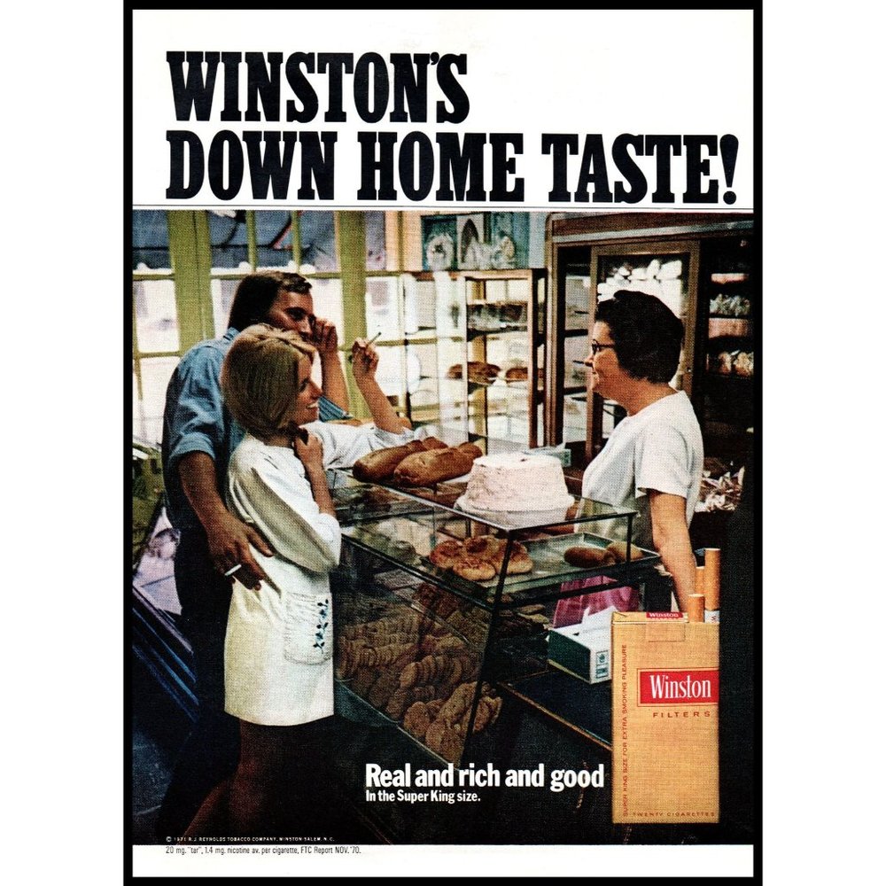 1971 Winston Cigarettes Vintage Print Ad Bakery Down Home Taste Wall Art Photo